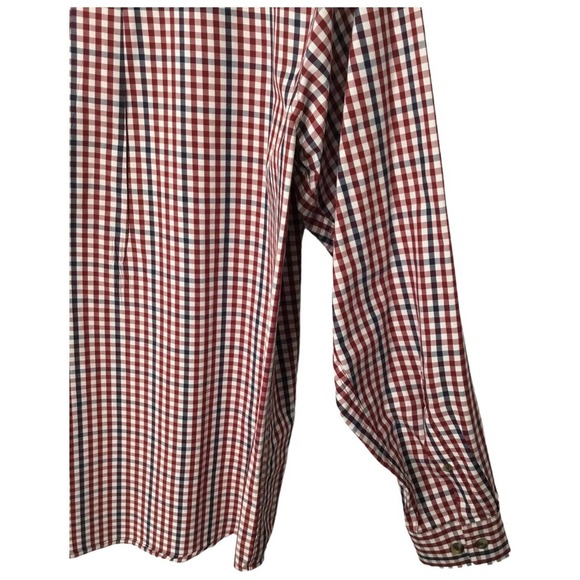 Magellan Outdoors Men's Loose Fit Long Sleeve Navy Burgundy Check Plaid Large - Picture 7 of 13